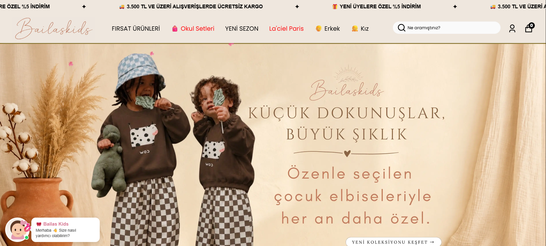 Bailas Kids web sitesi ekran görüntüsü