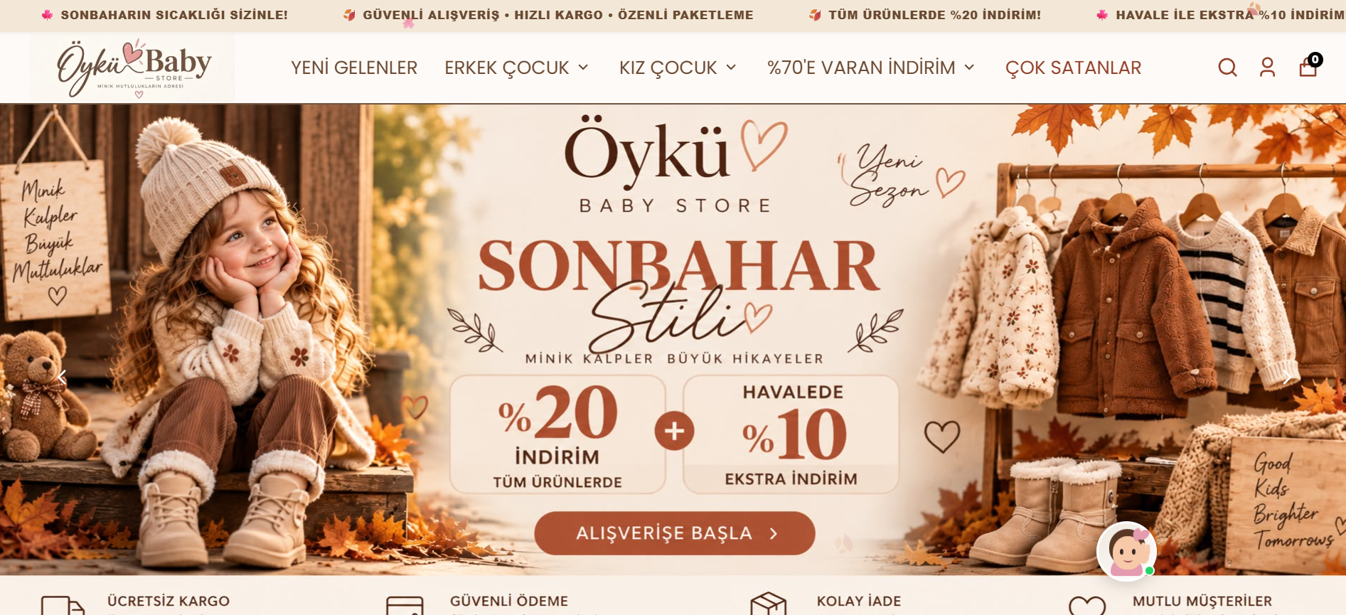 Öykü Baby Store web sitesi ekran görüntüsü
